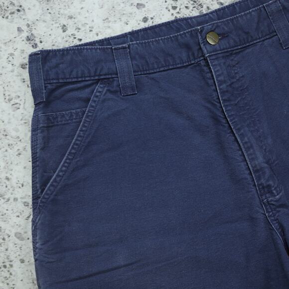 Vintage Y2K Carhartt B144 NVY Navy Faded Blue Carpenter Shorts 33x9.5 - Picture 8 of 14